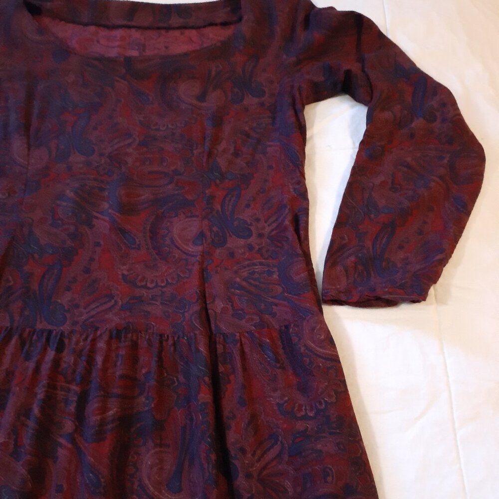Vintage Handmade Burgundy Paisley Dress Size Medium